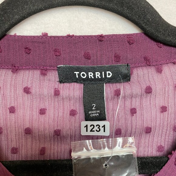 NWT Torrid Dress Womens 2X Purple Clip Dot Kimono Maxi Georgette $99 - Picture 2 of 13
